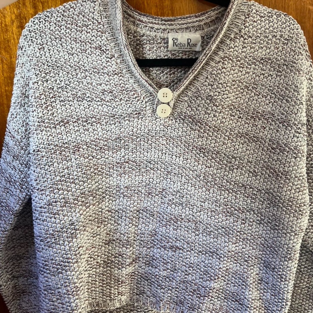 Vtg. Reba Rose V-neck Sweater